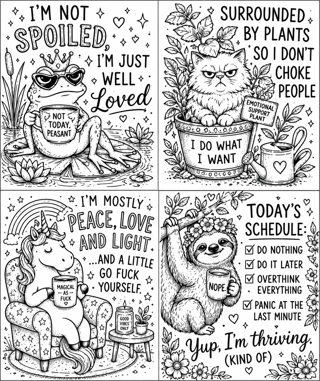 Printable Colouring Pages for Moms - Funny Sassy Adult Coloring Book PDF Instant Download