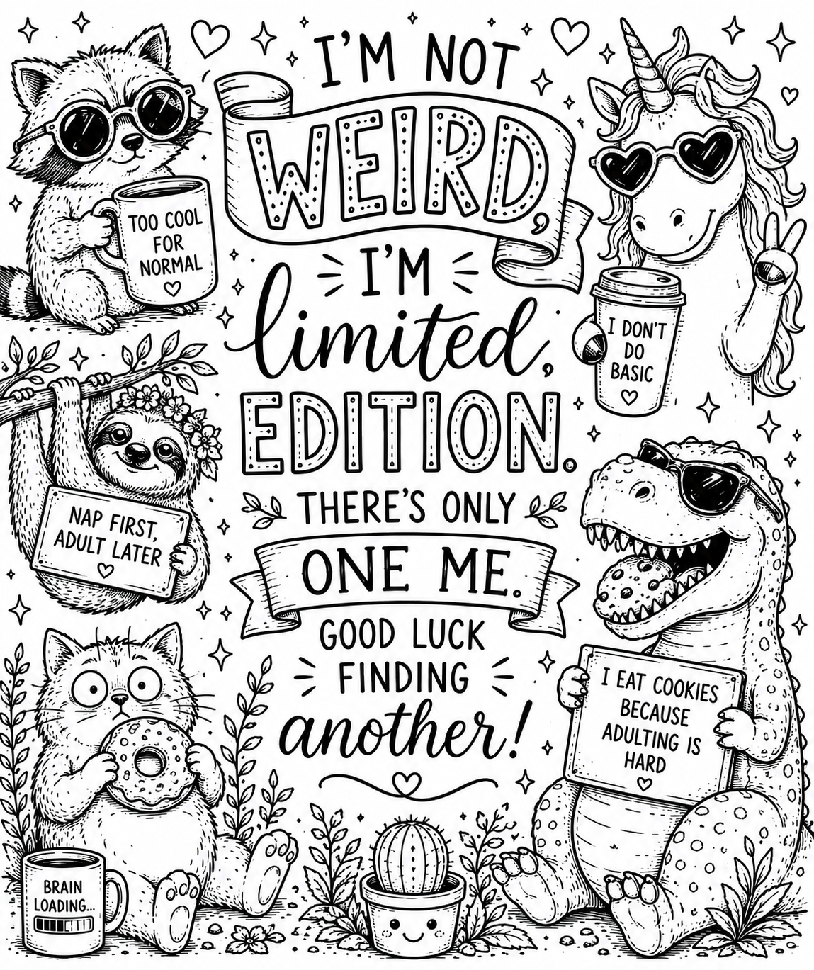 Printable Colouring Pages for Moms - Funny Sassy Adult Coloring Book PDF Instant Download
