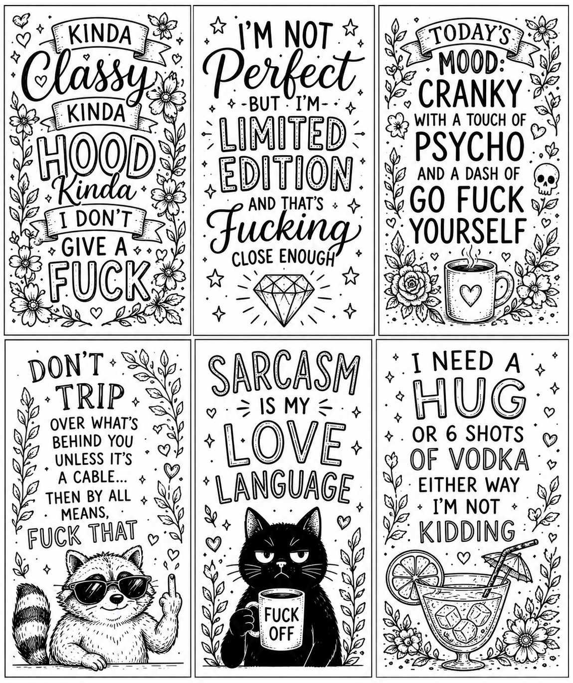 Printable Colouring Pages for Moms - Funny Sassy Adult Coloring Book PDF Instant Download